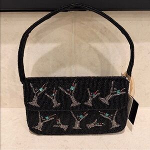 Viral Martini Black Beaded Shoulder Bag NWT